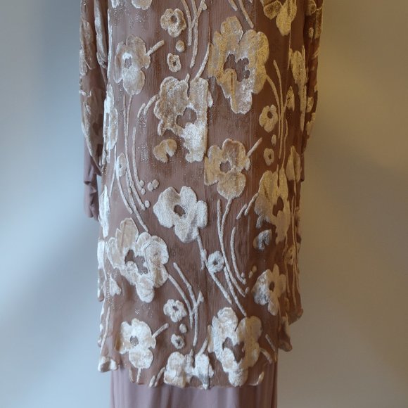 WOMENS HOLLY SHARP BLUSH NUDE FLORAL VELVET LONG SLEEVE MAXI DRESS M * - Picture 10 of 14